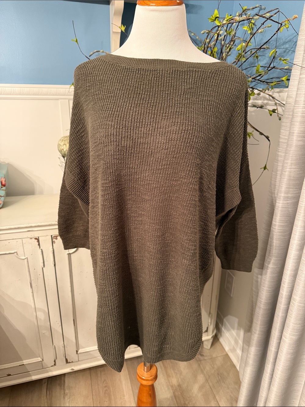 Express Olive Boatneck Off-the-Shoulder Sweater